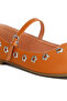 Women Floral Eyelet Strapped Ballerinas in Tan - 6