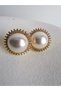 Gold color pearl earrings - 6