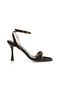 Women's Black Satin Thin Single Strap Blunt Toe 9 cm Heeled Sandals–Evening Dress,Invitation,Graduation,Stiletto - 8