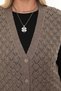Women's V-Neck Thick Wool Baklava Model Knitwear Buttoned Pocketed Winter Mother's Vest - 4