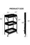 3-Tier Rolling Utility Cart with Mesh Panels, Mobile Storage Organizer with Wheels, Black - 3