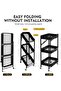 3-Tier Rolling Utility Cart with Mesh Panels, Mobile Storage Organizer with Wheels, Black - 4
