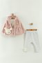 Girl baby hooded, pants and plush coat 3-piece set (6-9-12 months) - 2