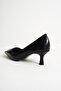 Verona Black Pointed Toe Women's Buckle Detail Low Thin Heeled Classic Shoes (5.5cm) - 4