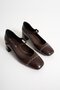 Estelle Brown Blunt Toe Women's Patent Leather Heeled Shoes (5cm)