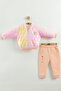 Girl baby printed 3-piece tracksuit set (sweatshirt, pants, jacket) (9-12-18 months) - 2