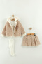 Baby Girl T-Shirt, Skirt and Plush Coat 3-Piece Set (9-12-18 Months) - 2