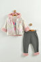 Girl baby printed sweatshirt, pants and jacket 3-piece set (9-12-18 months) - 2