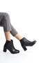 Women's Lesmi̇ra Black Leather Flat Heeled Short Boots