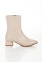 Beige Short Thick Heeled Pointed Toe Casual Boots - 2