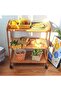 FFD Bamboo Kitchen Trolley Cart - Wooden Utility Serving Cart with Storage Shelves, Wine & Tea - 8