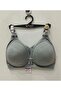 Women's Front Lace Detailed Ribbed C Cup Gathering Bra - Gray