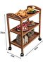 FFD Bamboo Kitchen Trolly Food Serving Cart Wooden Kitchen Cart with Movable Wheels Rolling Storage - 6