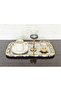 6-Piece Presentation Tray & Baton Cake Serving Steel Tray Cast Gold Frame 32 cm - 6