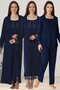 Women's Navy Blue Lace Long Sleeve Special Design Cotton Maternity Pajama Set Nightgown Set