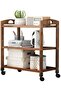 FFD Bamboo Kitchen Trolley - Multi-Functional Storage Rack with Rotating Wheels, Serving Wine - 3