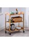 FFD 3-Tier Bamboo Kitchen Trolley with Wheels, Multi-Purpose Rolling Cart Storage Shelf - 6