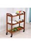 FFD Premium Bamboo Kitchen Trolley – 3 & 4 Tier Rolling Utility Cart | Multipurpose Storage &