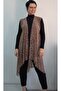 Brown Latte Asymmetrical Cut Leopard Print Loose Gauze Vest with Brown Tones - 8