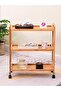 FFD Bamboo Kitchen Trolly Food Serving Cart Wooden Kitchen Cart with Movable Wheels Rolling Storage