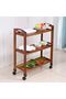 FFD Bamboo Cart Food Serving Trolley with Rotating Wheels - 6