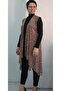 Brown Latte Asymmetrical Cut Leopard Print Loose Gauze Vest with Brown Tones - 7