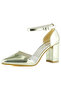 Aurora Gold Mirror Transparent Design Pointed Toe Thick Heeled Classic Shoes - 4