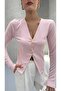 Women's V-Neck Buttoned Cardigan Blouse - 5