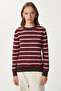 Striped Knitwear Sweater Lpf0103 Bordo Kemik - 3