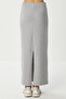 Soft Knitted Skirt with Slits Lub0226 Gray Melange - 7