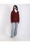 Women's Burgundy V-Neck Oversize Loose Knit Sweater - 5