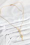 Moon Sun Design Necklace with Golden Steel Zircon for Elegant Woman