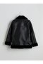 Mg trend'en lcw waikiki black fur collar women's Leather-Look coat - 3