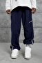 Men's Sweatpants Striped Fabric Bottom Navy Blue Oversize Baggy Parachute Loose Fit - 2