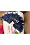 Navy Blue Bridal Fan with Name Writable in Gold Color - 2