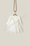 Ecru Sparkling Fabric with Tulle Skirt, Cotton Lining, Bow, Long Sleeves, Girl's Baby Dress - 7
