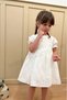 Ecru Short Sleeve Cotton Fisto Fabric Snap Closure Girl's Baby Dress - 3