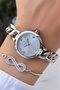 Original Guaranteed Steel Chain Cord Waterproof Silver Color Women Wristwatch Gift Bracelet - 4
