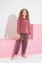 Girl Teenager and Children's Line Pattern Long Sleeve French Velvet Fabric Winter Warm Pajamas Set - 2