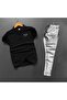 Polo Yaka Milano Black Gray Scuba Tracksuit Set