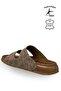 Men's Double Hook-and-Loop Leather Slippers – Stretchy Sole Comfortable Casual Slipper C Taupe - 7