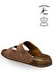 Men's Double Velcro Leather Slippers – Stretchy-Soled Comfortable Everyday Slippers C Tan - 7