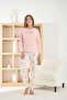 Women's Thermosoft Fabric Crew Neck Light Pink Pajama Set - 7900 - 3