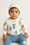 Baby Boy Teddy Bears World Long Sleeve Collar Buttoned Bottom Top Baby Set 100% Cotton