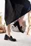 Women's Black Patent Leather 6 cm Heeled Lofer Shoes - 3