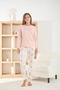 Women's Thermosoft Fabric Crew Neck Pink Pajama Set - 7900