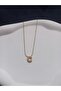 Curved Steel Zircon Stone Letter Necklace - 6