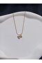 Curved Steel Zircon Stone Letter Necklace - 3