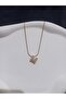 Curved Steel Zircon Stone Letter Necklace - 4