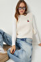Cherry Embroidered Tie-Up Crop Knit Sweater Lmt0027 Cream